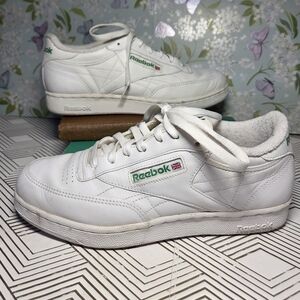 80s Reebok Classic Club C 85 Vintage Tennis Shoes White & Green colorway US M 9